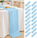 18 Pack Baby Blue Cheesecloth Table Runner 21.5x120 Inch,Semi Sheer Boho Gauze Cheese Cloth Fabric Table Runners 10 FT Long for Wedding Party Baby Shower Birthday Home Decor Holiday Decorations by Unknown