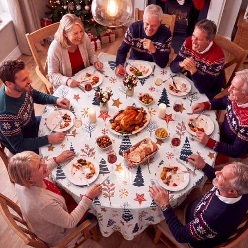 Ganeen 12 Pcs Christmas Tree Tablecloth Cartoon Colorful Red White Round - Image 6