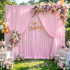 30x10ft Pink Backdrop Curtain for Baby Shower Parties Wrinkle Free Fabric Backdrop Curtain Wedding Photo Backdrop Drapes for Girls Birthday Party Gender Reveal Photography Back Drop 6 Panels 5x10FT by Suppromo