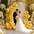 Balloon Arch Stand Kit Set with 145PCS Metallic Gold Balloons – Duty Metal Wedding Backdrop Frame with 8 Water Bags, Gold Semi-Open Arch for Birthday, Party Decorations Indoor Outdoor. - Image 4