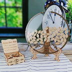 Tree with Leaves Wedding Guest Book Alternative with Box and Small Leafs,Personalized Drop Round Wedding Guest Book for Rustic Wedding Decorations and Anniversary - Image 5