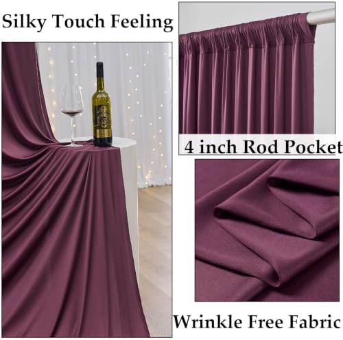40ftx10ft Wrinkle Free Maroon Backdrop Curtains for Parties, Thick Fabric Burgundy Photo Backdrop Drapes 8 Panels 5x10ft for Weddings Birthday Photography Background Curtains - Image 3