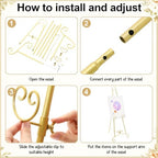 Feifeiya 2 Pcs Gold Floor Easel Stand 46 in, Trapezoidal Metal - Image 4