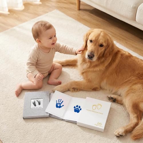 15 Pack Little Lullaby Inkless Milestone Cards Baby Hand and Footprint Kit 12 Months Newborn Memory Book Keepsake Ink Pad for Handprints Footprints (White Box-Blue) - Image 6