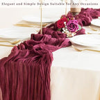 Burgundy 12 Pack Cheesecloth Table Runner 10FT Rustic Gauze Cheese Cloth Table Runner for Wedding Bridal Baby Shower Table Decor 20 x 120 Inch Long Boho Fabric Sheer Birthday Party Table Decorations - Image 7