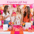 FunooFuno 50 Pack Orange Stripe Gift Bags with Pink Bows, 5.5 inches - Image 6