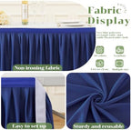 Partisky Navy Blue Polyester Table Skirt for Rectangle Tables 17ft, Wrinkle Resistant Pleated Ruffle Table Cloth for Banquet Wedding Display Dining Table - Image 6
