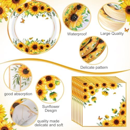 Potchen 452 Pcs Sunflower Party Supplies Serve 50, Yellow - Image 3