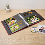 Large Photo Album Self Adhesive for 4x6 8x10 Magnetic Scrapbook Album DIY 60 Black Sticky Pages Linen Cover Photo Album(Red) - Image 2