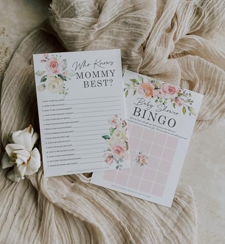 Your Main Event Prints Floral Baby in Bloom Baby Shower Games, Fun Activities for 25 Guests(Bingo, Who Knows Mommy Best, Guest Quest and Guess Who) (Pack of 2) - Image 5