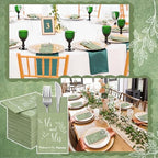 Potchen 100 Pcs Linen Feel Napkins Disposable, Green Mr and Mrs - Image 5