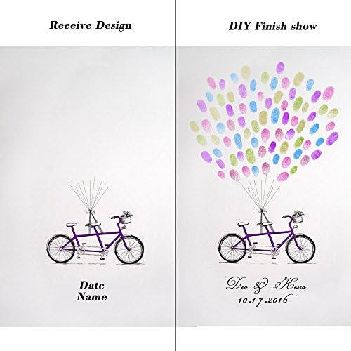 Rustic Wedding Guestbook Alternative Purple Bicycle with Ballons Fingerprint Guest Sign-in Book Party Decoration Wedding Favors Accessories Ready to Hang-80x120cm - Image 3