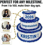 Anderson's White & Blue Personalized Pop-Out Cake, Life-Size Surprise Prop for Graduation, Retirement, Birthday, Engagement, Corporate Events – Custom Name, DIY Kit, Photo-Ready Reveal - Image 3