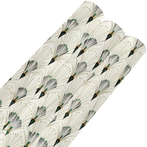 pnyoin Merry Christmas Wrapping Paper Roll,Oriental Fan Print Green Gift Wrap Perfect for Xmas,Birthday,Weddings, Brides, Holidays, Baby Showers，58 x 23 inches,3 Roll - Image 6