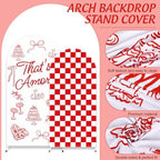 FYSUIMU 2 Pcs That's Amore Arch Backdrop Covers Red Plaid Pizza Pasta Stretchy Spandex Arch Stand Fabric Cover for Italian Party Wedding Bridal Shower Bachelorette Engagement Decorations (5ft/6ft) - Image 3