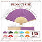 Yinkin 160 Pack Folding Hand Fans Bamboo for Party Favors, Multi Colors - Image 2