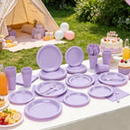 250Pcs Lavender Plastic Plates Party Supplies, Disposable 9" & 7’’Purple Dessert Plates and Napkins, Cups, Plastic Cutlery, Heavy Duty Dinnerware Set for Birthday, Baby Shower, Wedding, BBQ - Image 4