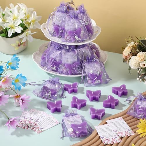 MTLEE 50 Sets Butterfly Candle Baby Shower Favors for Guests, Purple - Image 5