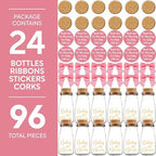 Ethisa Vintage 24 Pack Baby in Bloom Milk Glass Bottles with Ribbons and Stickers - Classy Baby Shower Favors for Guests and Table Centerpieces - Dusty Pink Floral Decorations and Candy Jar Keepsakes - Image 6