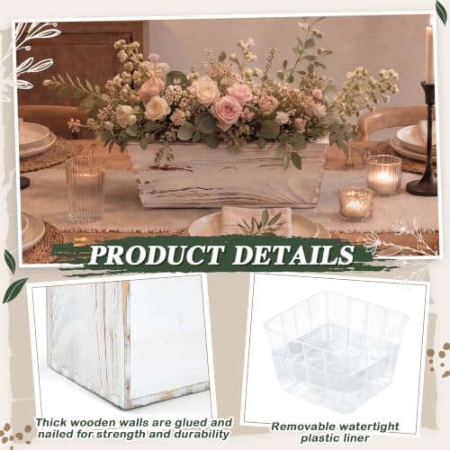 Dandat 4 Set 6 Inch Wooden Flower Box Rustic Table Centerpieces,White - Image 3