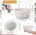 Barydat 12 Pcs Small Wicker Basket with Handle, White, 9" X 7" X 4" - Image 2