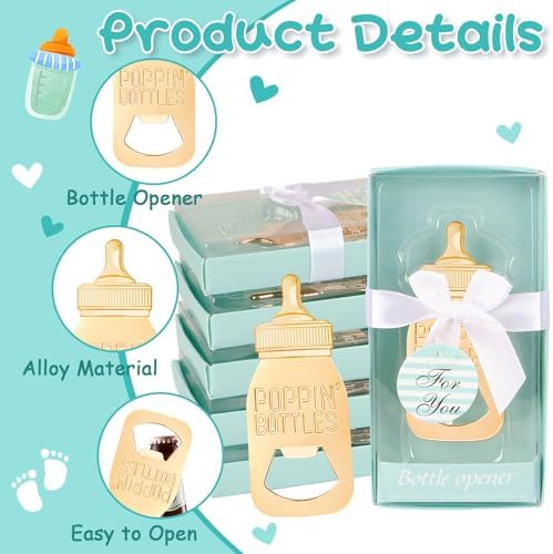 50Pack Poppin Bottle Openers for Baby Shower Favors Boy Baby Shower Return Gifts Decorations and Blue Souvenirs - Image 3