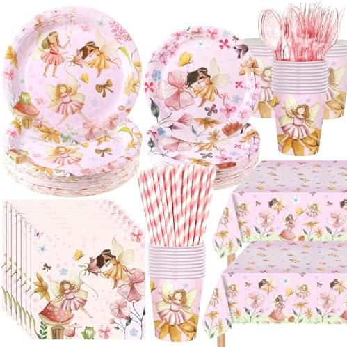 Potchen 452 Pcs Fairy Party Supplies Serve 50, Pink by Potchen