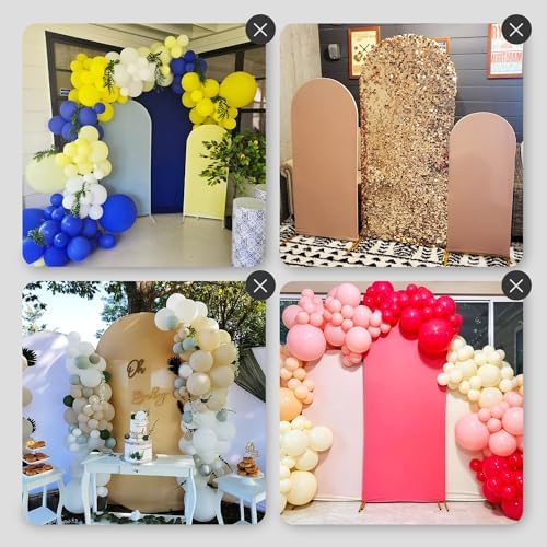 LANGXUN Gold Metal Arch Backdrop Stand Set, 7.2ft / 6.6ft / 6ft Balloon Arch Frame for Wedding Birthday Party Baby Shower Graduation Anniversary Decoration (6ft / 6.6ft / 7.2ft 3 pcs per Set) - Image 7