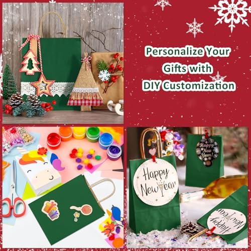 BagDream Small Gift Bags with Handles 5.25x3x8 Inch Forest Green 100Ct Bulk - Image 5