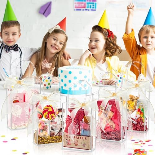 Ohuimrt 50 Pack 4.9" x 3.15" x 7.5" Clear Plastic Gift Bags with Handles - Image 6