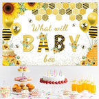 Fabric 10x6ft Bee Baby Shower Backdrop Honey Bee Themed Baby Shower Party Decoration Photography Background Sunflower Honeycomb What Will Baby Bee Gender Reveal Party Banner Decor - Image 4