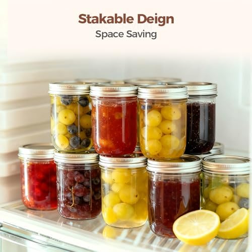 ComSaf 8 oz Mason Jars Bulk Set, 24 Pack Small Regular Mouth Jars with Lids - Image 6