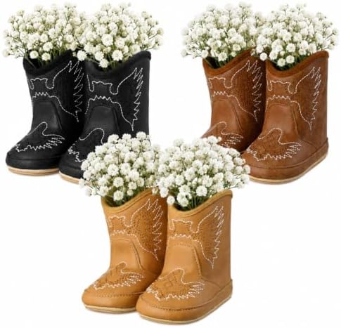 Mifoci 3 Set Cowboy Boot Vase Table Centerpiece, Baby Breath, Mixed Color by Mifoci