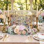Patelai Floral Stained 12.6 Inch Large Wedding Glass Card Box with Slot - Image 3