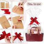 Wonderjune Empty Baskets for Gift Leather Thanksgiving Gift Bags, Red - Image 4