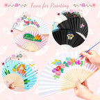 50 Packs White Paper Fans Paper Hand Fan Bamboo Folding Fan Handheld Fan Paper Folded Fan Paper Fan for Wedding Party and Home Decoration - Image 4