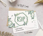 RSVP Postcards (Set of 50) 4"X6" Blank with Mailing Side,RSVP Reply Response Cards for Wedding Greenery Print Return Cards - Image 4