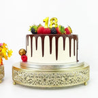 12 Inch Luxury Gold Cake Stand, Round Metal Dessert Display with Ornate Filigree Lace, Dual-Coated Premium Finish for Wedding, Anniversary & Elegant Home Decor - Image 2
