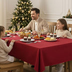 Fitable 2 Pack Christmas Red Faux Linen Tablecloths Rectangle 60x102 Inch - Image 3