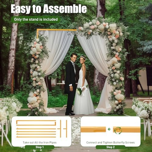 6.6*6.6FT Wedding Arch Stand for Ceremony Gold Square Modern Metal Balloon Arch Stand Kit Garden Floral Arch Frame Background for Anniversary Birthday Party Decoration Home Garden Outdoor Lawn Decor - Image 5
