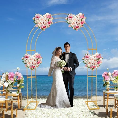Wedding Arch Stand Gold Metal Backdrop Balloon Archway Decoration Stand 6.9 * 8.5FT Indoor Outdoor Party Ceremony Arches Frame Climbing Flower Plant Garden Arbor - Image 2