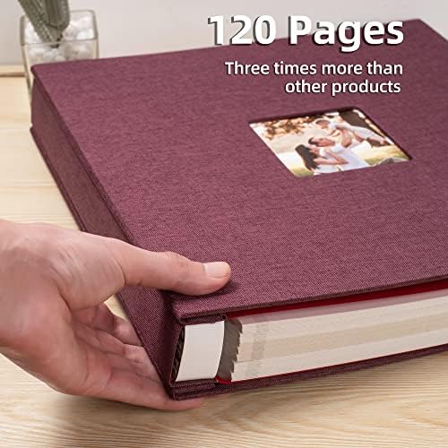 HoneyTolly Large Photo Album Self Adhesive, DIY Scrapbook Album for 600 Photos, 13"x12.6" 120 Pages Linen Cover Memory Book(Purple) - Image 4