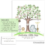 Jungle Safari Baby Shower Fingerprint Tree, Gender Neutral Jungle Safari Animal Thumbprint Tree Set with Ink Pads and Pen, 11x14 Inches - Image 2