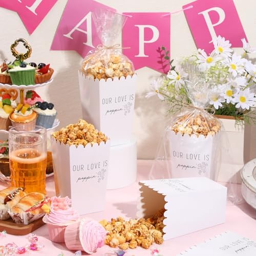 Baderke 201 Pcs Clear Wedding Popcorn Bags Treat Set, White - Image 4