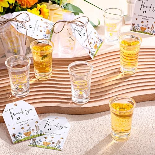 Pickmesh 50 Sets Honey Bee Baby Shower Shot Glasses for Guests Include Little Honey Is on The Way Acrylic Shot Glasses Bee Cards Bags for Gender Reveal Summer Party Favors Supplies - Image 4