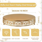 Cake Stand, Metal Round Cupcake Dessert Stand Cake Display Holder Cookies Fruit Serving Tray Decor for Wedding Party Birthday Baby Showers Anniversary (16 in, Dark Gold) - Image 2