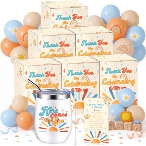 Hoolerry 6 Set Baby Shower Cups, 12oz Stainless Steel Tumbler, Son by Hoolerry