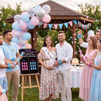 Thiccywoov Gender Reveal Decorations 40 Button Pins 40 Gender Reveal Sequins Bracelets Sash and Tinplate Badge Mommy to Be and Daddy to Be 54 Voting Boy or Girl Games Party Supplies - Image 6