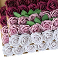 50pcs Burgundy Maroon Foam Fake Roses with Stems Dark Red Mauve Artificial Flowers Real Looking for Wedding Bouquets Bridal Shower Centerpieces Floral Arrangements Party Tables Home Decor Bulk by LCiclly