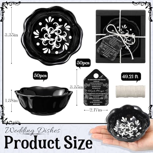 Teenyyou 50 Sets Gothic Wedding Favors, Black Ceramic Bowls with Gift Box - Image 2